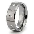 Tungsten Carbide Diamond Wedding Band Ring 8mm w/ Grooves (0.10ctw) GH/SI