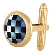 14K Yellow Gold Mother of Pearl and Black Onyx Cuff-Links