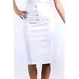 Petite High Waist Stretch Pencil Skirt with Four Button Detail ( Choose Brown or Black )