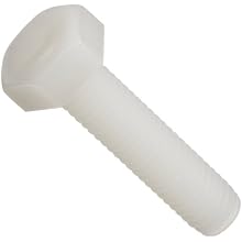 Nylon 6/6 Hex Bolt, Plain Finish, Off-White, External Hex Drive, Meets ASTM D4066/ASTM D6779, 35mm Length, Fully Threaded, M3-0.5 Metric Coarse Threads (Pack of 100)