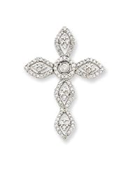 Ann Harrington Jewelry 14k White Gold 5/8 Ct Tw Diamond 24 X 34 mm Filigree Cross Pendant