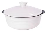 Pinnacle Ceramic Non-Stick Bakeware, 1.5 Quart Round Baker with Lid, White