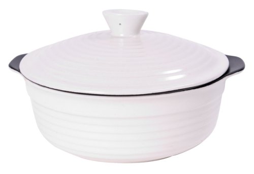 Pinnacle Ceramic Non-Stick Bakeware, 1.5 Quart Round Baker with Lid, White