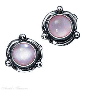 Sterling Silver Flower Concho Pink Mother of Pearl Post Earrings