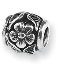 Flower Barrel Charm in Silver for 3mm Charm Bracelets