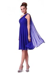 One Shoulder Chiffon Ruched Cocktail Knee Length Bridesmaid Dress  With a Sash 