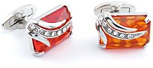 1 Pair Cufflinks Cuff Links B0533 Orange-red Square Stone Fashion Jewelry Gift Wedding Party Shirt Mens Button Classic