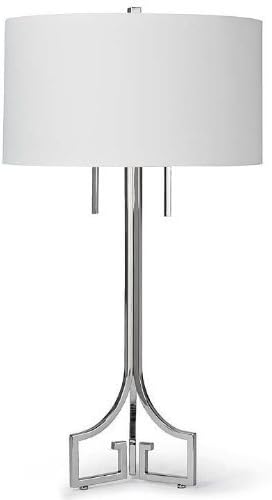 Regina Andrew 55-7391 Le Chic Polished Nickel Table Lamp White 15" Diameter Shade Two Bulbs with Pull Chain 40' High X 10" Diameter