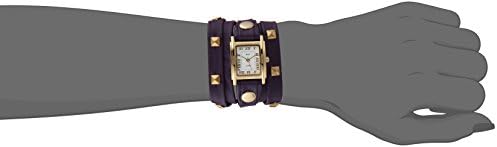 La Mer Collections Women's LML1010H Stainless Steel Watch with Purple Leather Wraparound Band