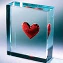 Clear Red Heart Paperweight