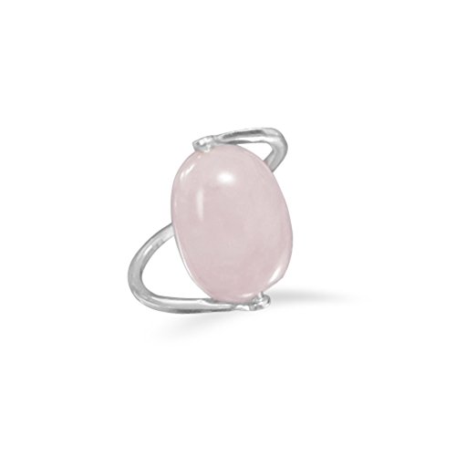 Rose Quartz Ring with Wrap Band Sterling Silver, Sizes 6 to 9