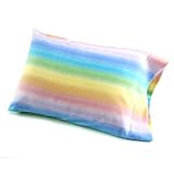 Rainbow Blue Pink Yellow Green Pastel Kids Teens Warm Full Size Fleece Sheet Set
