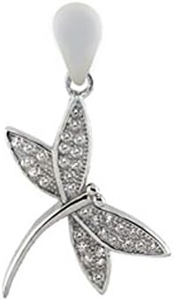 Sterling Silver Fancy Dragonfly Pendant with Clear Cz, Pendant Dimensions of 18MMx28.58MM