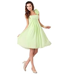 Chiffon Pleated  Knee Length Empire   Waistline One Shoulder Homecoming Dress/Bridesmaid Dress/Wedding Party Dress/Mini Dress  With Ruffles