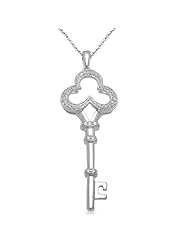 Sterling Silver Large Key Diamond Pendant Necklace (0.05 cttw, I-J Color, I3 Clarity), 18"