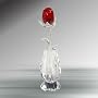 Crystal Red Rose in Vase, 6 Inches, Handcrafted