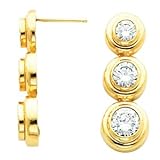14K White or Yellow Gold Three-Stone Diamond Earrings - 1.00 Ct., 1.50 Ct. or 2.00 Ct. (ALSO AVAILABLE WITH GEMSTONES)