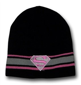  Supergirl: Beanie Hat Cap - Pink Logo