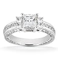 1.00CT Princess Cut 14k White Gold Diamond Engagement Ring Vintage Like Unique Hand Engraved Womens Anniversary Band color (H/I) clarity (I1)