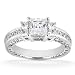 1.00CT Princess Cut 14k White Gold Diamond Engagement Ring Vintage Like Unique Hand Engraved Womens Anniversary Band color (H/I) clarity (I1)