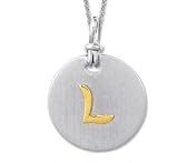 18k Yellow Gold Sterling Silver L Initial Disk Pendant