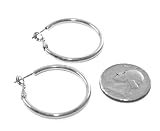 Beautiful 24k White Gold Layered GL 1 1/4 Hoop Earrings - Lifetime Warranty! Comes Gift Boxed (he4)