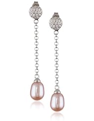 Bella Pearl Dangling Cluster Cubic Zirconia Earrings