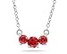 1.00 CTW Ruby Three Stone Pendant Necklace 14K White Gold