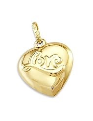 14k Yellow Gold "Love" Heart Charm Pendant ELEGANT