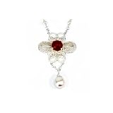 Chinese Fresh Water Pearl and Chalcedony Necklace in Sterling Silver