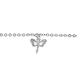 Tressa Sterling Silver Colorless Cubic Zirconia Dragonfly Rolo Chain Anklet