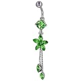 Light Green Crystal Star Flower Dangle Belly Ring