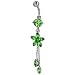 Jewelry : Light Green Crystal Star Flower Dangle Belly Ring