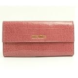 MIUMIU ：ミュウミュウ 2012年春夏新作　 クロコ型押し三つ折り長財布　サーモンピンク(ANTICO)　並行輸入品