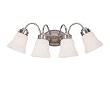 Sea Gull Lighting 44021-962 Westmont Four Light Vanity, Brushed Nickel Finish with Satin White Glass