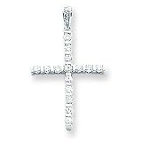 14k White Gold Diamond Cross Pendant
