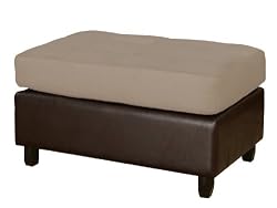 BobkonaMicrofiber/FauxLeatherOttoman,Pebble