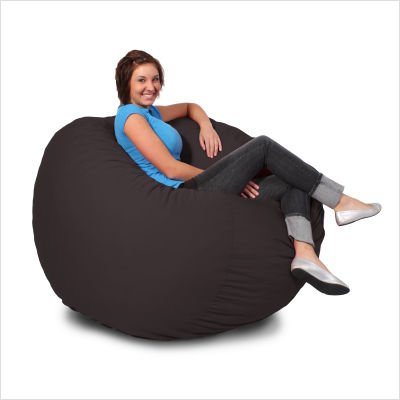 Comfort Research Fuf Large Foam Bean Bag Chair, Black Twill