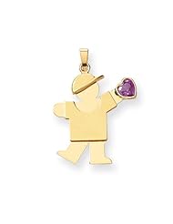 14k Yellow Gold Boy with CZ June Birthstone Charm. Metal Wt- 1.95g