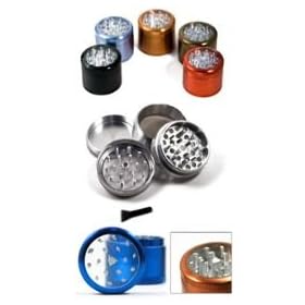 GRINDER Polinator Window, Moulin � Herbes Alu , Diam�tre 47mm, 4 parties, NOIR - BLEU - ROUGE - ARGENT