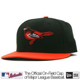 MLB Baltimore Orioles Authentic On Field Game 59FIFTY Cap  (Black/Orange Bill, 7 3/8)