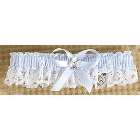 Full Figure Blue Schiffli Garter