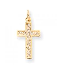10k Yellow Gold Cross Charm - Religious Jewelry