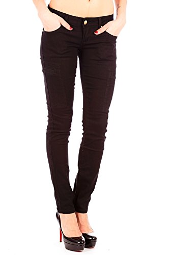 1181 Women Twill Pants Skinny with Pockets and Front Zipper