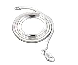  : 2mm Sterling Silver Diamond-Cut Square Magic Snake Chain Necklace 18' Length