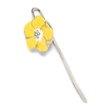 Yellow Painted Metal Crystal Flower Bookmark