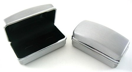 50 X Brushed Silver Metal Cufflink Jewelry Earring Storage Case Box