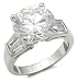 Round Center Baguette Sides CZ Engagement Ring