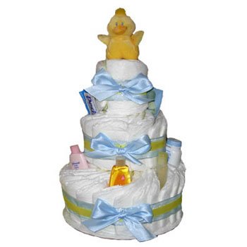 <br />Ducky Diaper Cake - 3 Tier
