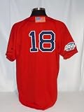 Johnny Damon Boston Red Sox Authentic Red 2004 World Series Jersey w/ Flag Patch - MLB Flags Banners